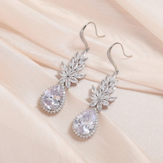 Silver Vintage Glam Drop Earrings-Ariette Jewelry