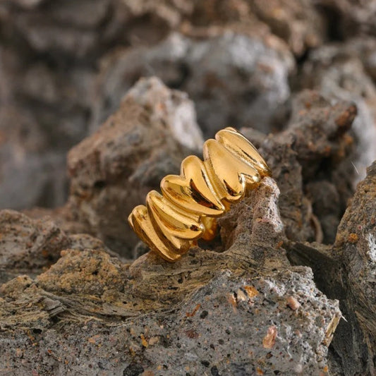 Vintage Gold Heart Love Open Ring-Ariette Jewelry