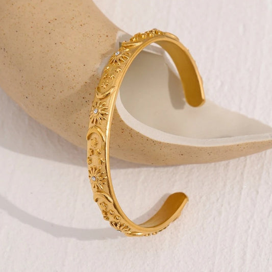Vintage Moon Star Sun Bangle Bracelet-Ariette Jewelry