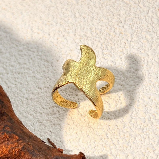 Vintage Gold Starfish Adjustable Ring-Ariette Jewelry