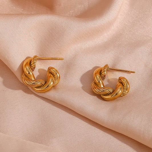 Vintage Gold Rope Twist Earrings-Ariette Jewelry