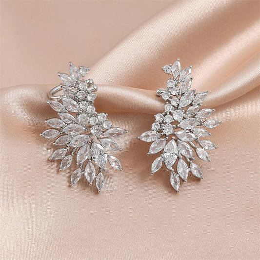 Vintage Silver Crystal Flower Earrings-Ariette Jewelry