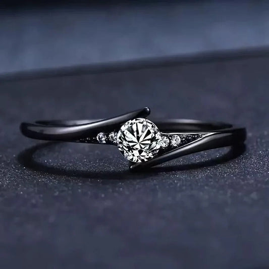 Vintage Black Gold Crystal Ring-Ariette Jewelry