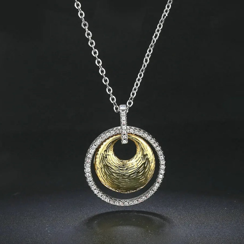 Vintage Silver & Gold Twirl Design Necklace-Ariette Jewelry