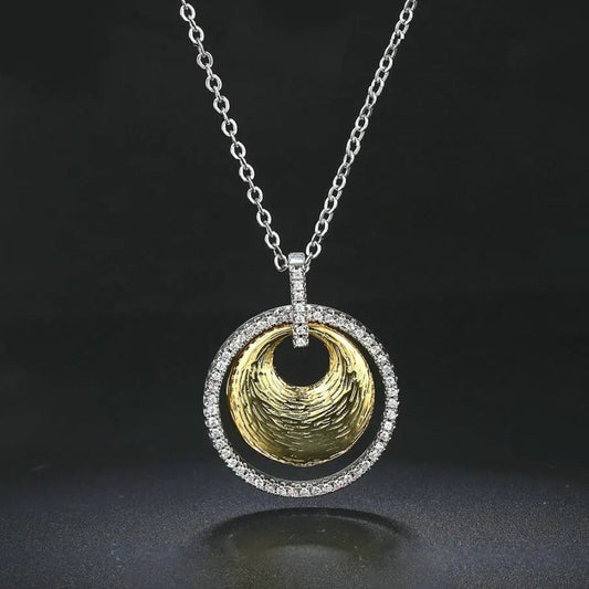 Vintage Silver & Gold Twirl Design Necklace-Ariette Jewelry