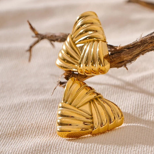 Vintage Gold Triangle Stud Earrings-Ariette Jewelry