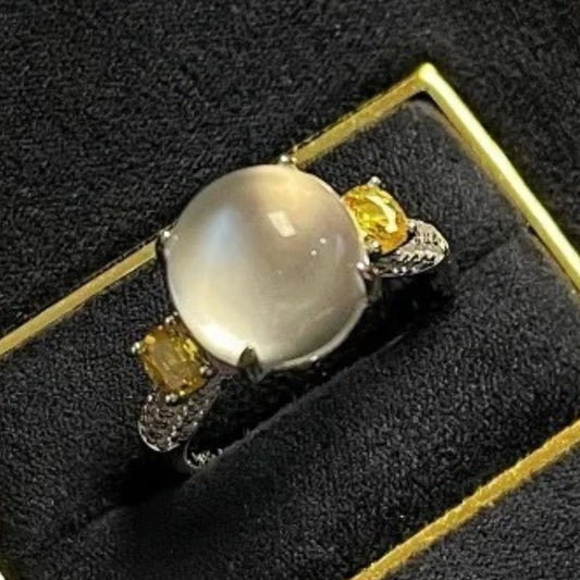 Classic Gold & Yellow Gemstone Moonstone Ring-Ariette Jewelry
