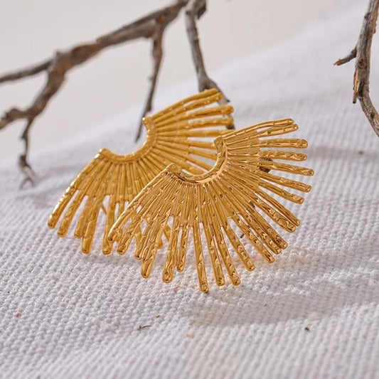 Vintage Gold Statement Sunray Earrings-Ariette Jewelry