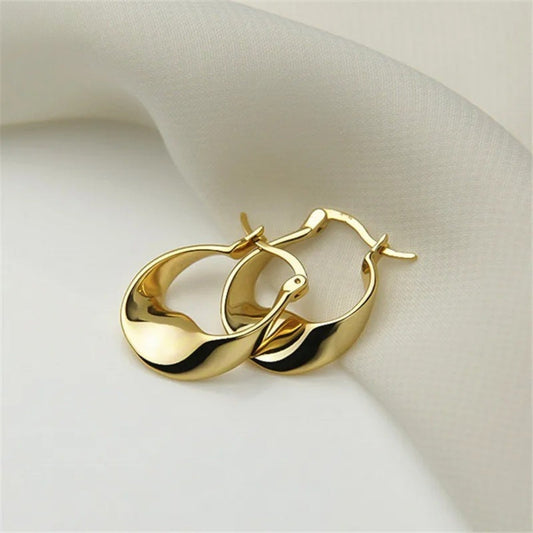 Vintage Gold Crescent Hoop Twisted Earrings-Ariette Jewelry