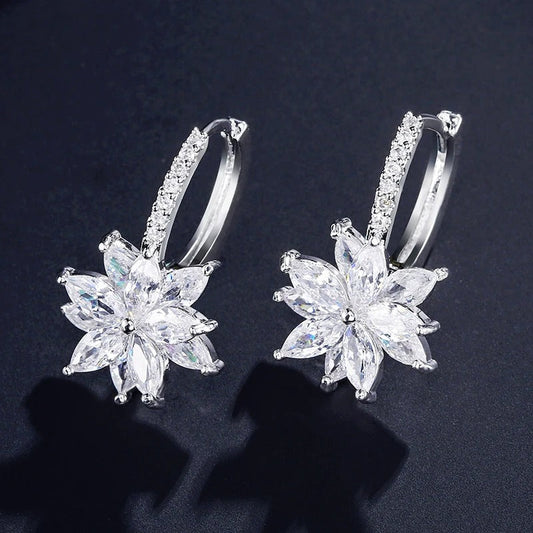 Silver Vintage Floral Drop Earrings-Ariette Jewelry