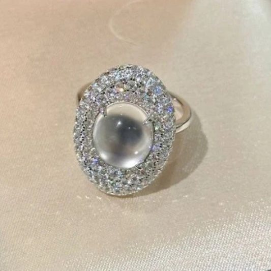 Timeless Silver Moonstone Crystal Adjustable Ring-Ariette Jewelry