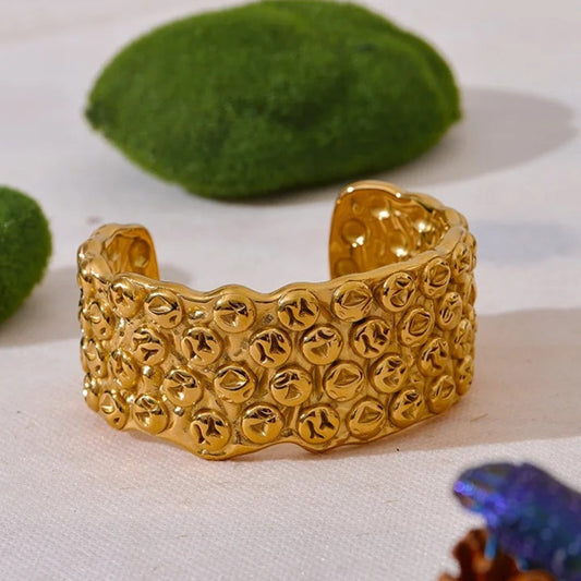 Vintage Abstract Gold Chunky Open Bracelet-Ariette Jewelry