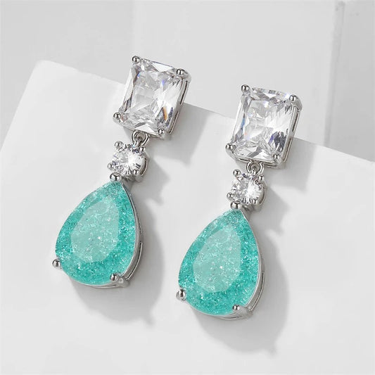 Silver Vintage Green Gemstone Drop Earrings-Ariette Jewelry