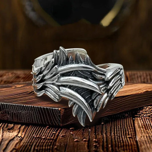 Medieval Silver Angel Wings Adjustable Ring-Ariette Jewelry