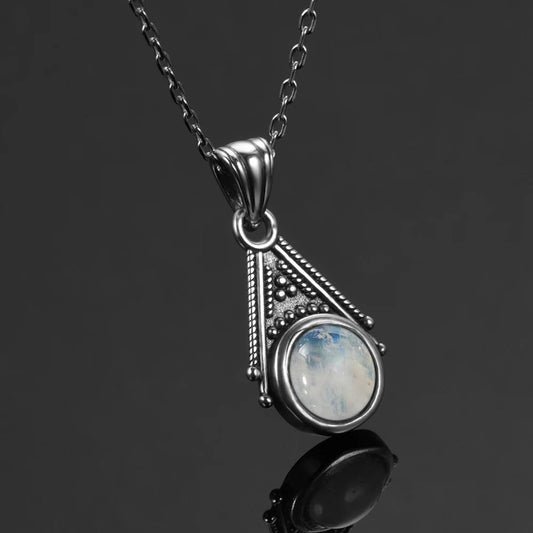 Vintage Silver Moonstone Necklace-Ariette Jewelry