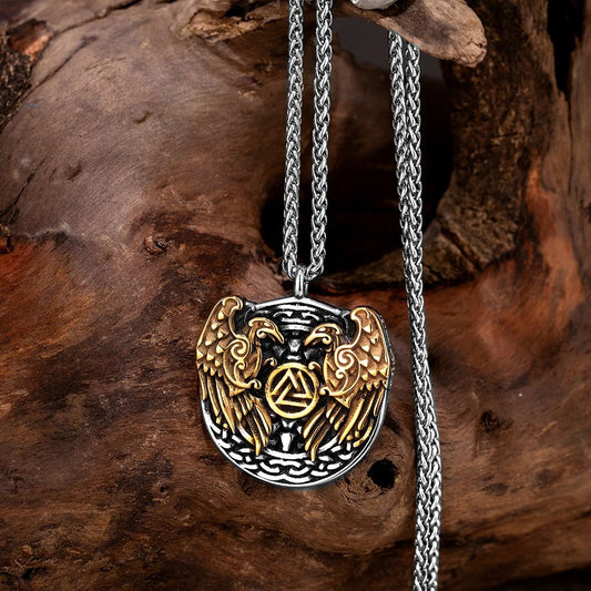 Vintage Viking Raven & Valknut Necklace-Ariette Jewelry