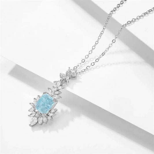 Vintage Silver Blue Gemstone Necklace-Ariette Jewelry
