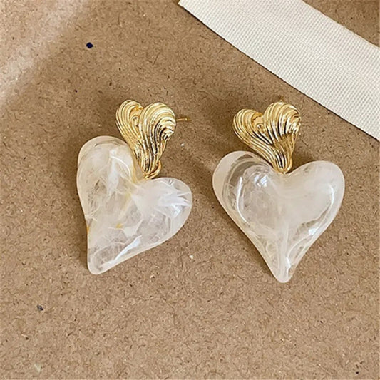 Vintage Heart Design & Swirling Gold Top Earrings-Ariette Jewelry