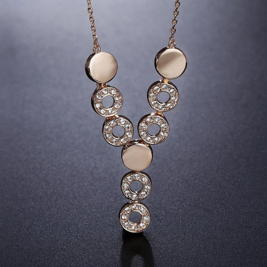 Vintage Rose Gold Crystal Circle Necklace-Ariette Jewelry