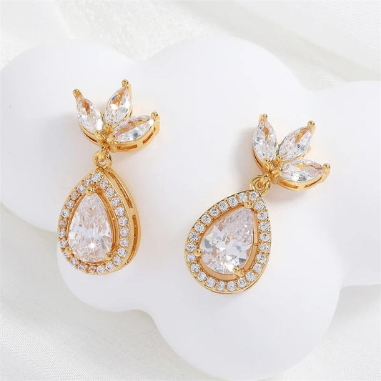 Gold Vintage Teardrop Dangle Earrings-Ariette Jewelry