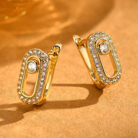 Gold Vintage Geometric Stud Earrings-Ariette Jewelry