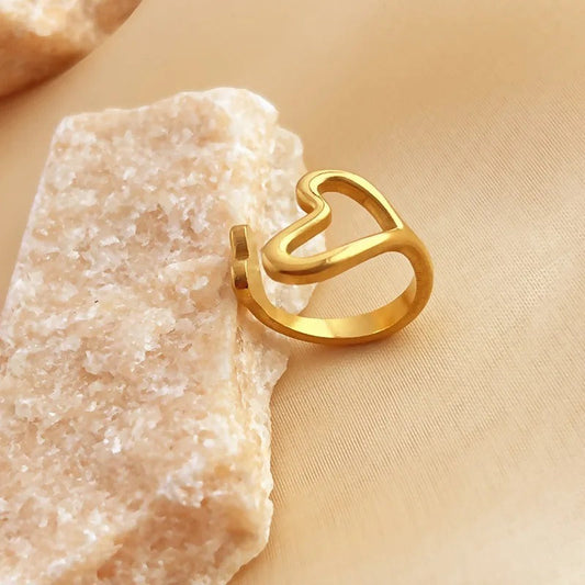 Vintage Love Symbol Gold Adjustable Ring-Ariette Jewelry
