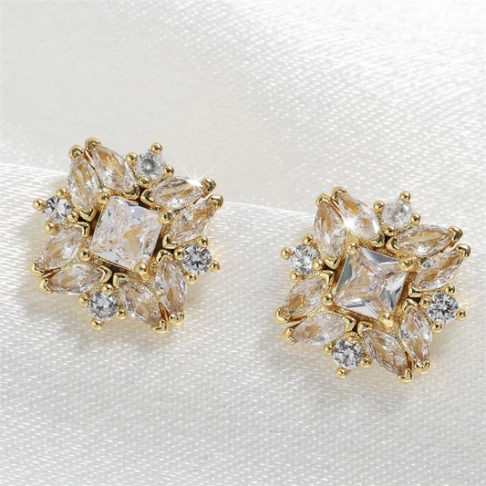 Gold Vintage Floral Stud Earrings-Ariette Jewelry