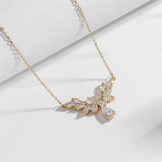 Vintage Floral Sparkle Gold Necklace-Ariette Jewelry