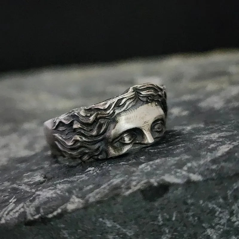 Vintage Mythical Face Silver Adjustable Ring-Ariette Jewelry