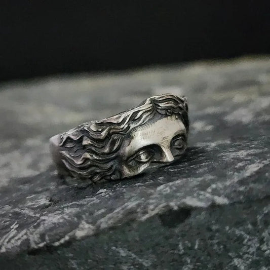 Vintage Mythical Face Silver Adjustable Ring-Ariette Jewelry