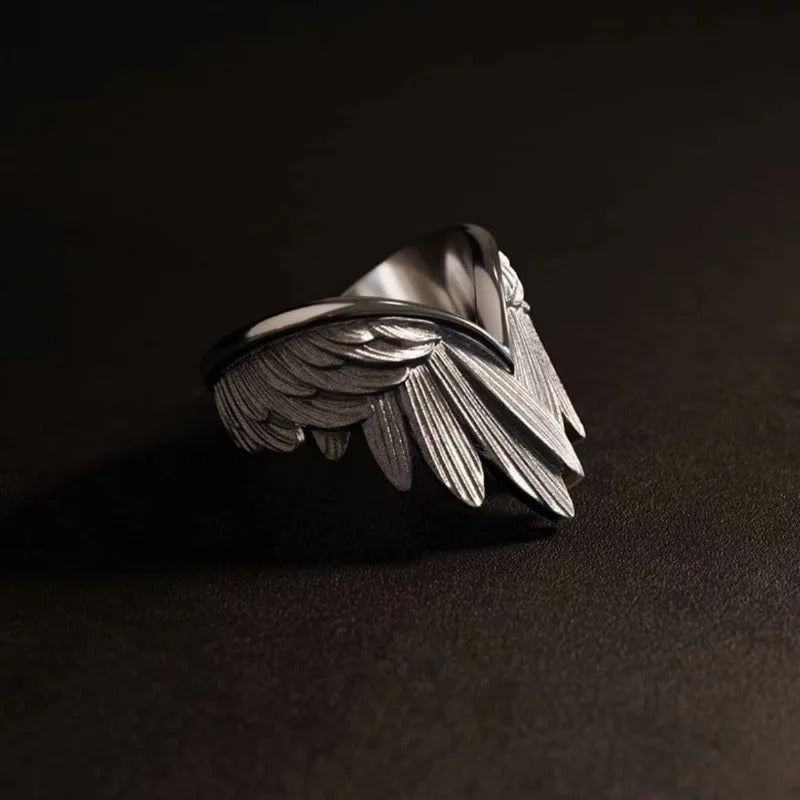 Vintage Silver Angel Wing Adjustable Ring-Ariette Jewelry