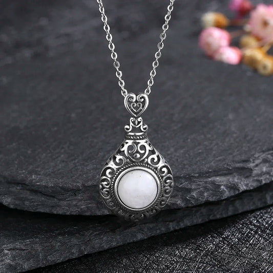 Vintage Ornate Moonstone Necklace-Ariette Jewelry