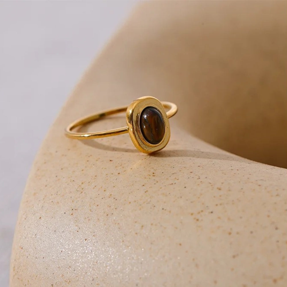 Vintage Brown Gemstone Gold Ring-Ariette Jewelry