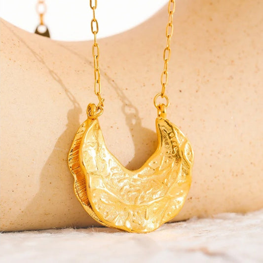 Vintage Gold Crescent Pendant Necklace-Ariette Jewelry