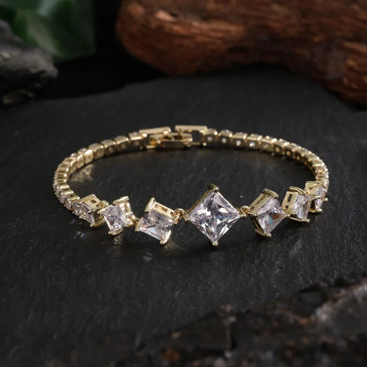 Vintage Gold Geometric Sparkle Bracelet-Ariette Jewelry