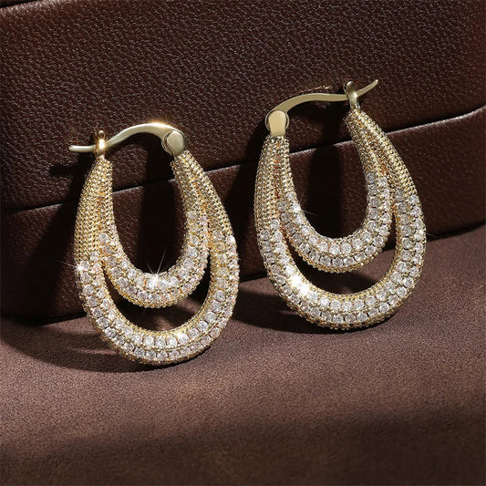 Vintage Gold Teardrop Hoop Earrings-Ariette Jewelry