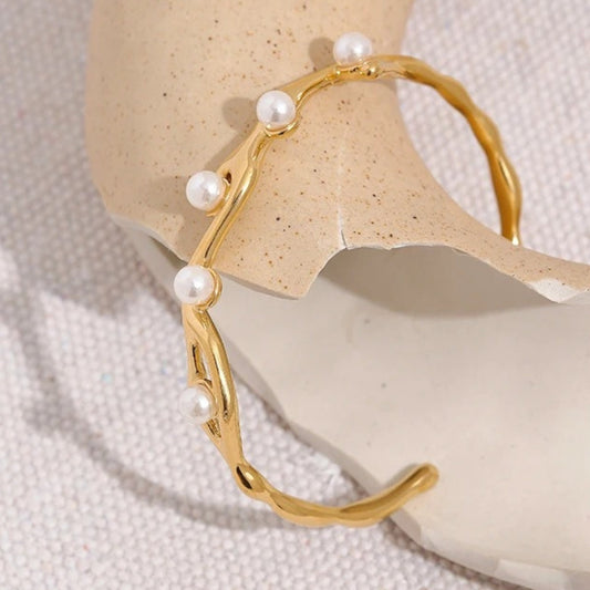 Vintage Gold Twist Pearl Bracelet-Ariette Jewelry