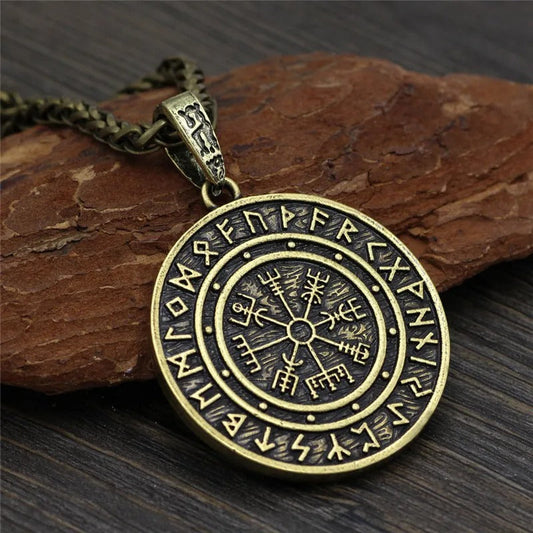 Vintage Viking Compass Rune Necklace-Ariette Jewelry