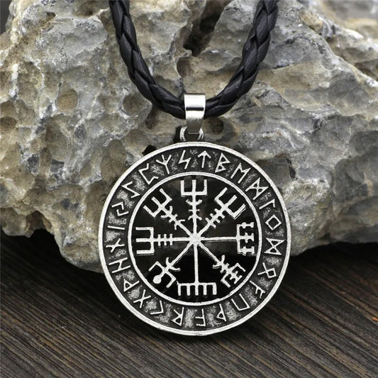 Silver Rune Circle Viking Necklace-Ariette Jewelry