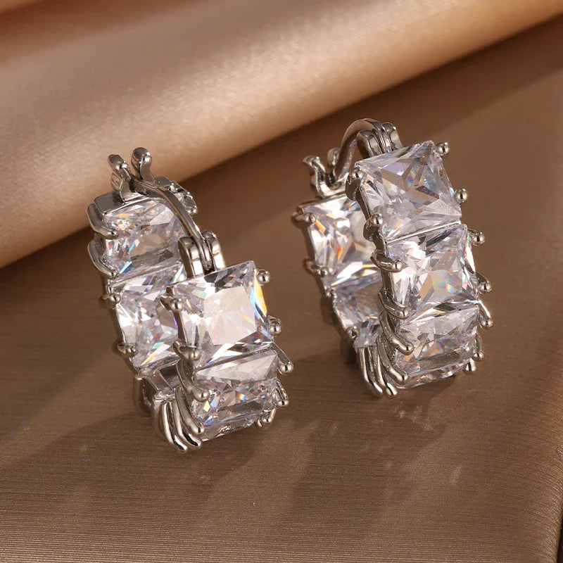Silver Vintage Crystal Hoop Earrings-Ariette Jewelry