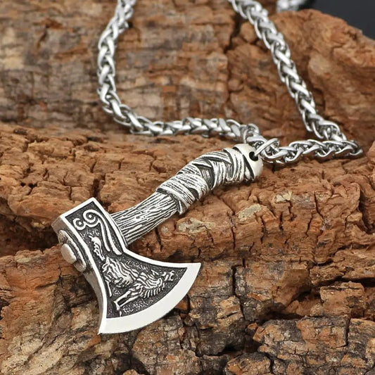 Vintage Viking Axe Pendant Necklace-Ariette Jewelry