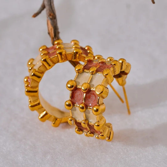 Vintage C-Shape Geometric Hoop Earrings-Ariette Jewelry