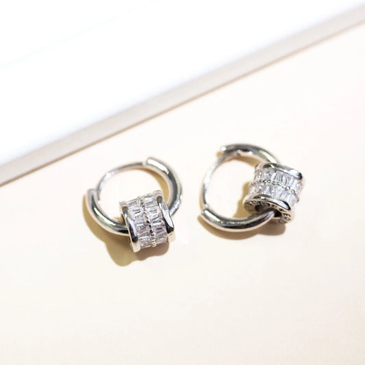 Vintage Silver Rolling Charm Earrings-Ariette Jewelry