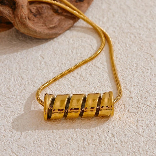 Vintage Gold Coil Pendant Necklace-Ariette Jewelry