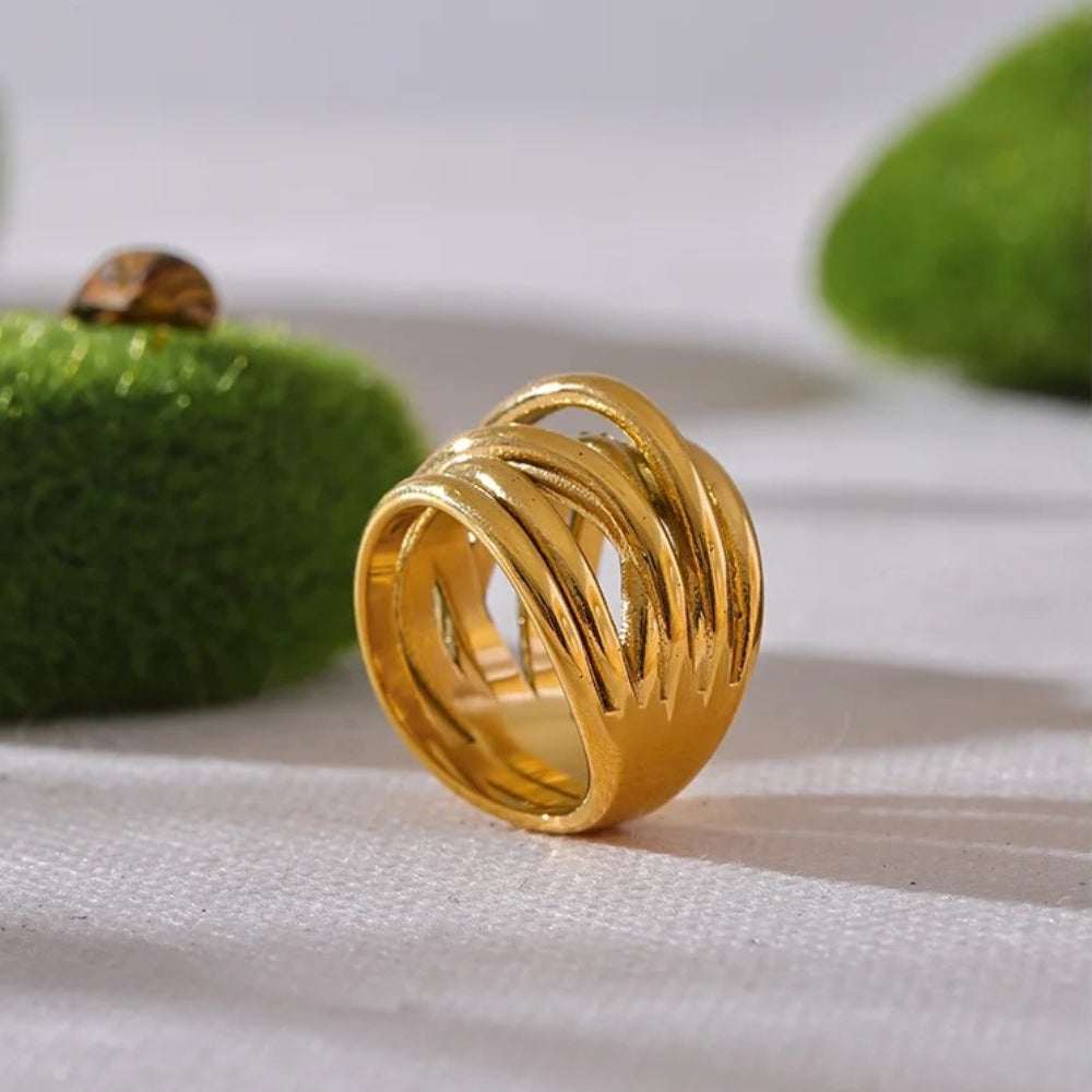 Vintage Gold Layered Band Ring-Ariette Jewelry