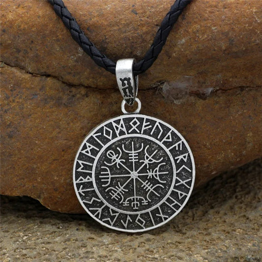Norse Compass Pendant Viking Runes Necklace-Ariette Jewelry