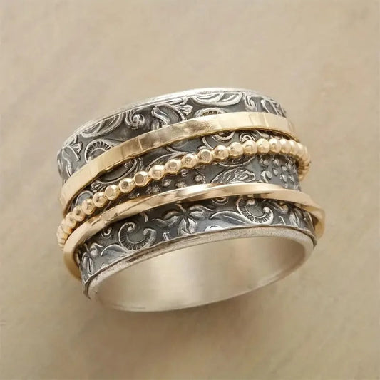 Vintage Baroque Pattern Spinner Ring-Ariette Jewelry