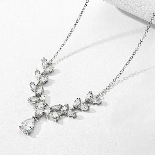 Vintage Silver Leaf Drop Necklace-Ariette Jewelry
