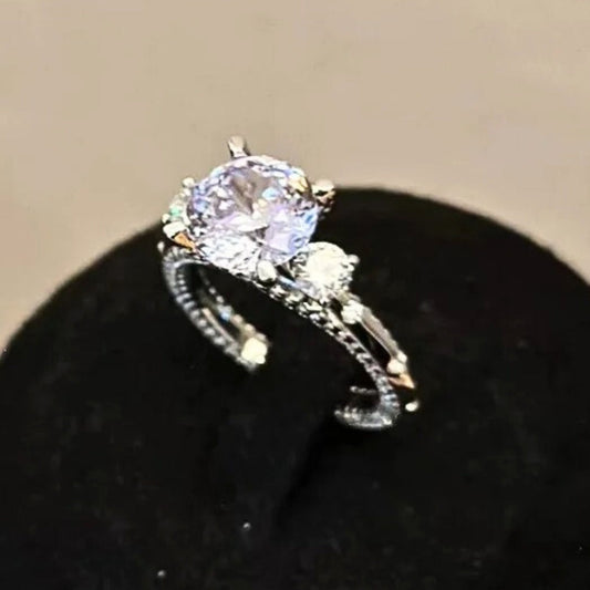 Vintage Silver Purple Gemstone Solitaire Ring-Ariette Jewelry