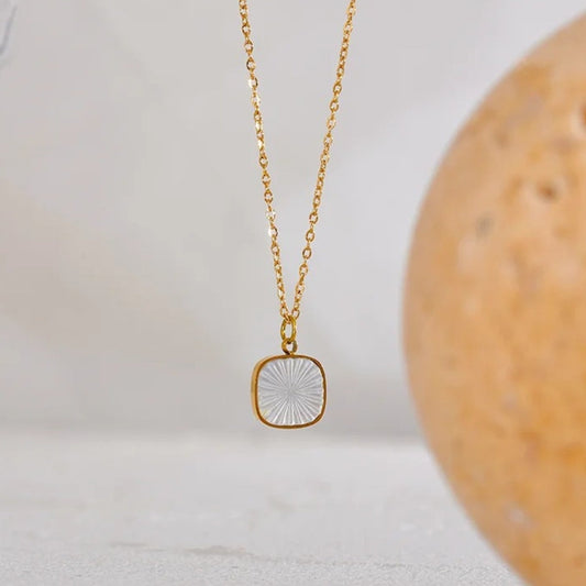 Vintage Etched Glass Charm Necklace-Ariette Jewelry